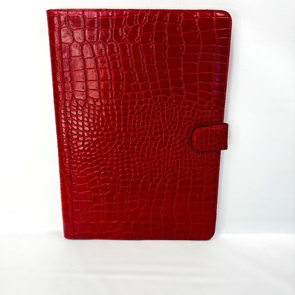 Sena Genuine Leather Red Croc Skin Texture Portfolio Organizer Cover Letter 9x12 - Picture 1 of 14